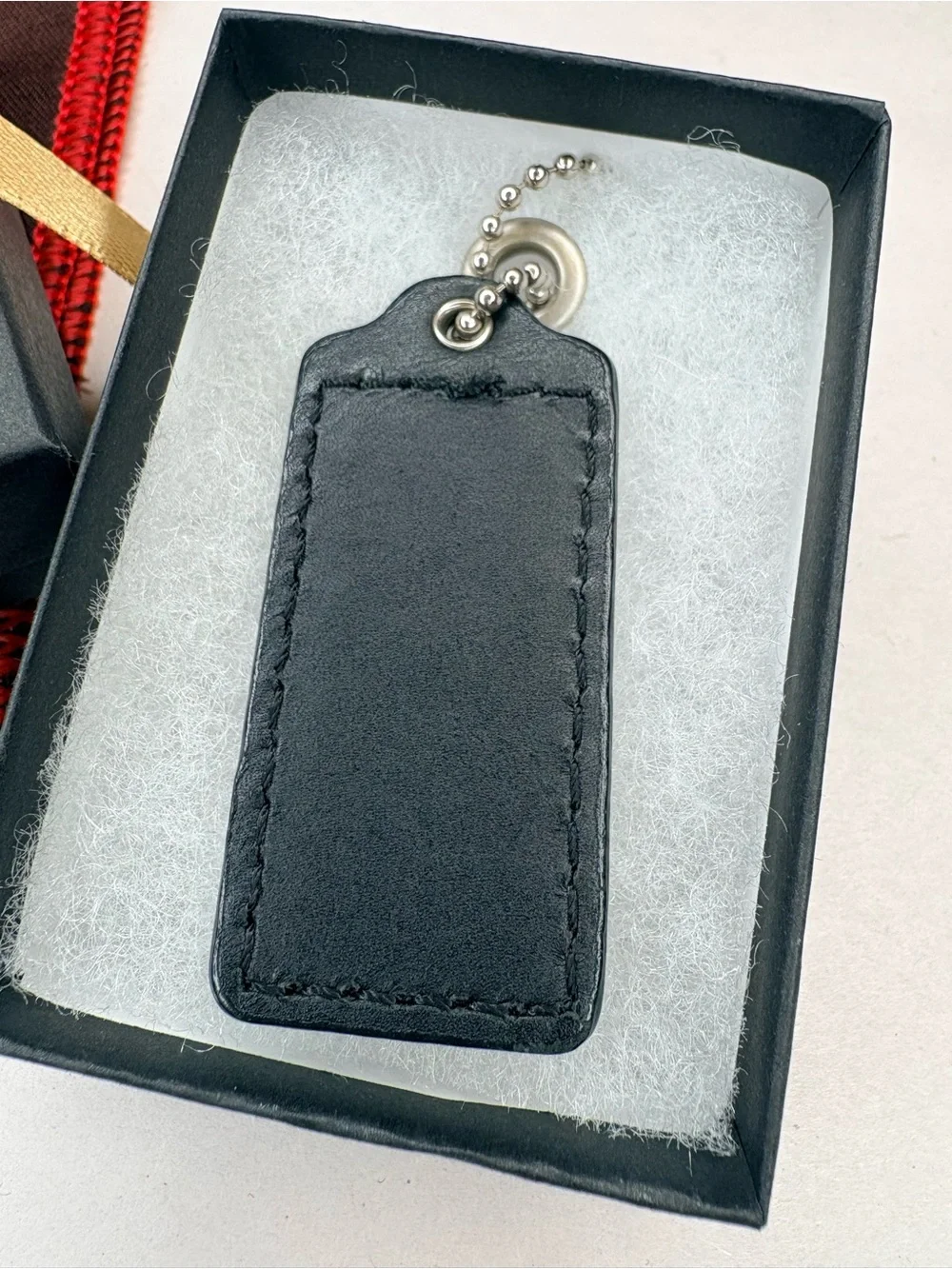 Y2K 2.5” Coach Black Leather Vintage Leather Hang Tag Bag Charm Replacement Fob